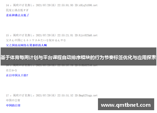 基于体育每周计划与平台课程自动排序模块的行为节奏标签优化与应用探索